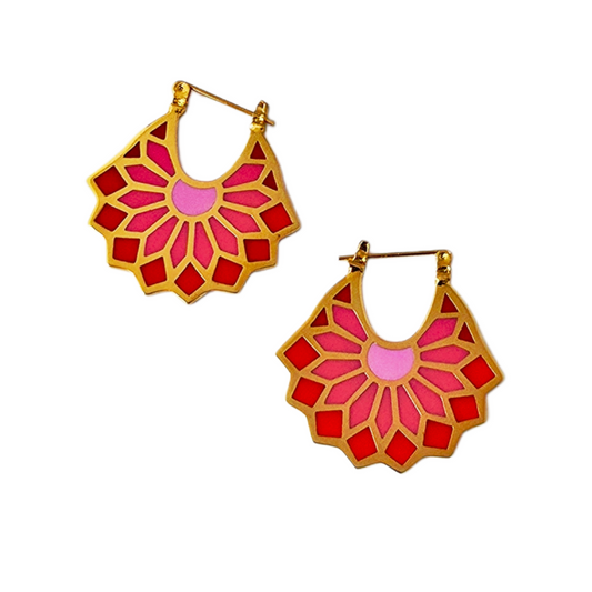 Arabesque Mandala Fuchsia Orange Earrings