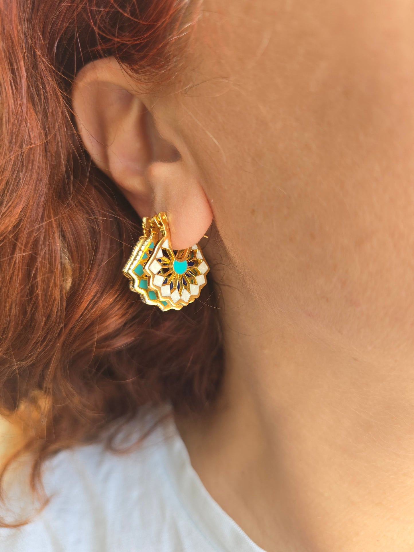 Arabesque Mandala White Earrings