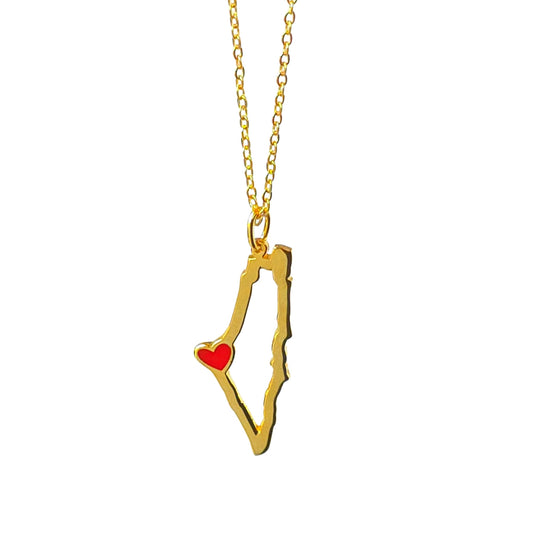 Elegant 18k gold Palestine map pendant – خريطة فلسطين المتألقة رمز الفخر والوطن