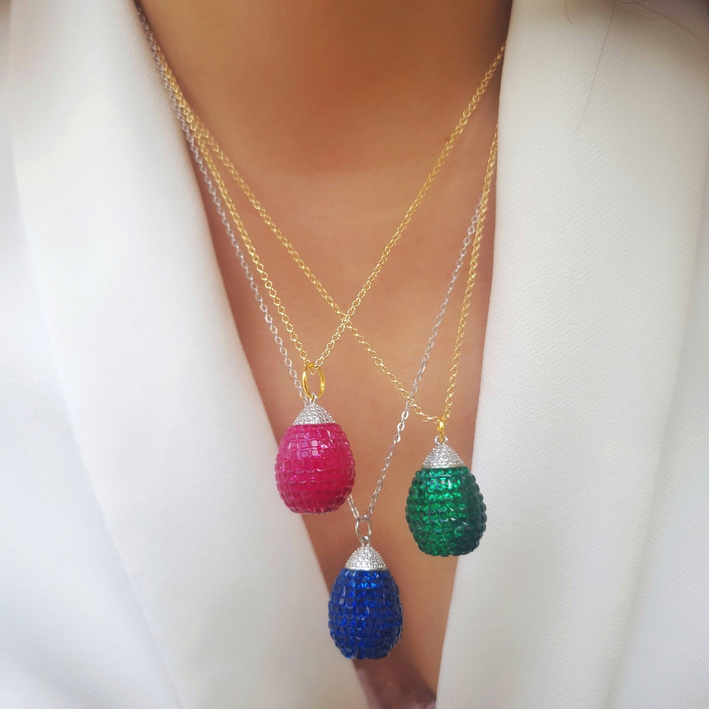 عقد MiniLux بيض فابرجي – تصميم مستوحى من بيض فابرجي الملكي من الفضة