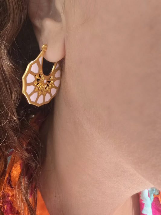 Mandala Enamel Flower Earrings