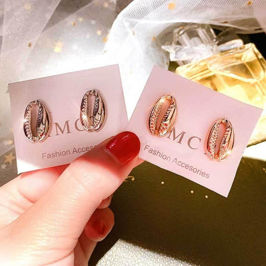 Silver Shell studd earrings
