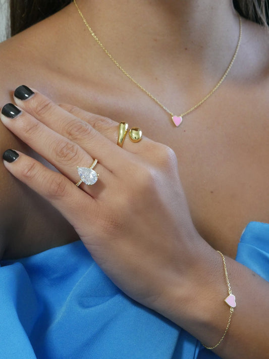 Enamel 18k Gold Heart Bracelet