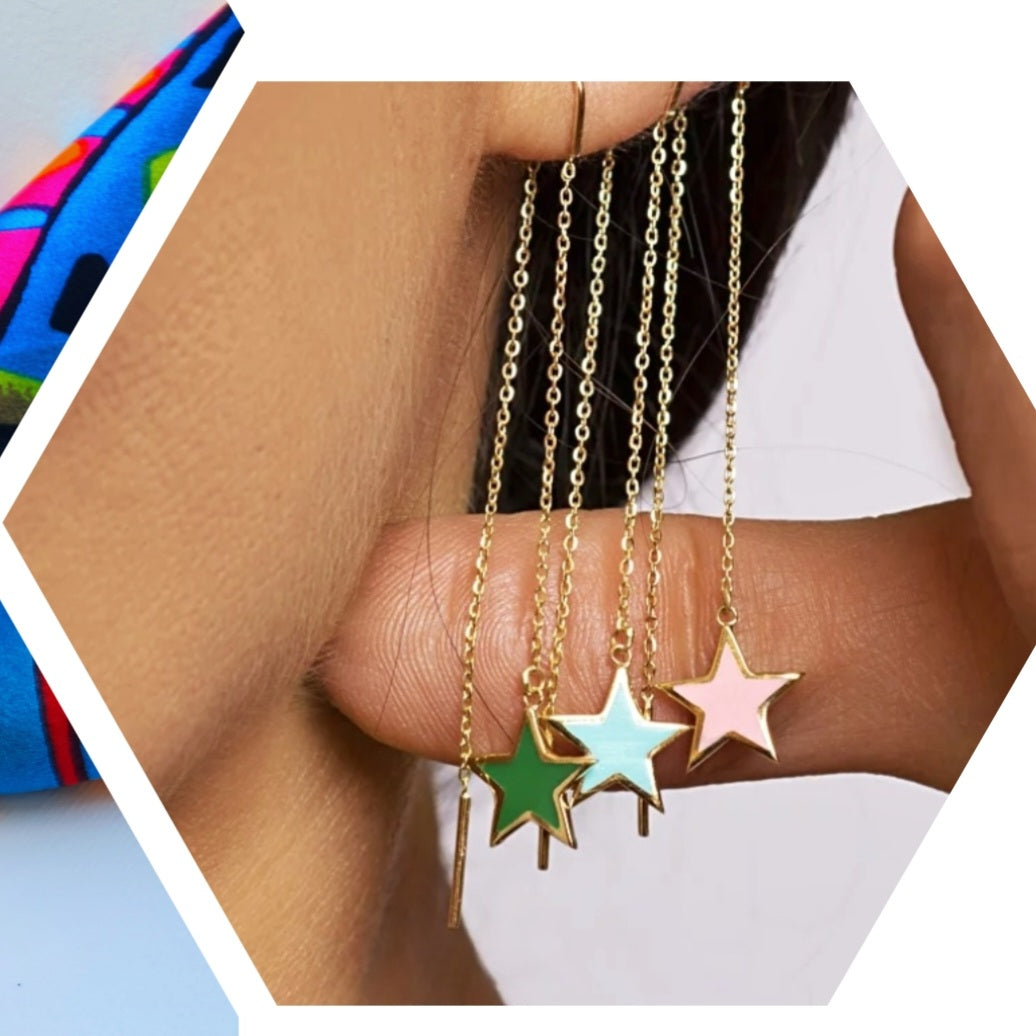 Star enamel earrings