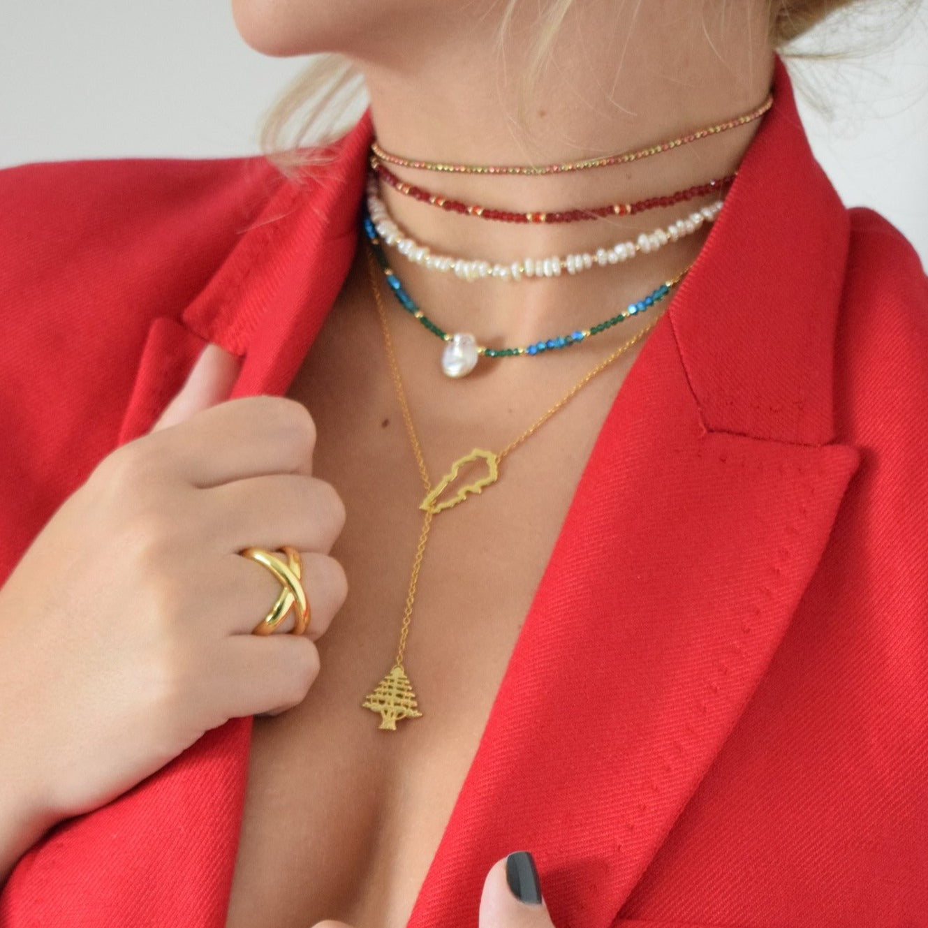 عقد الأرزة اللبنانية مصنوع من الذهب المطلي – Lebanon symbol necklace