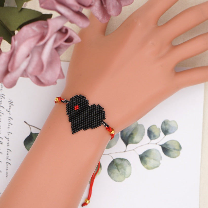 Miyuki Beads Black Heart Bracelet