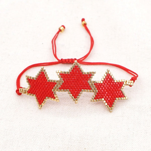 Miyuki beads Red Stars Bracelet