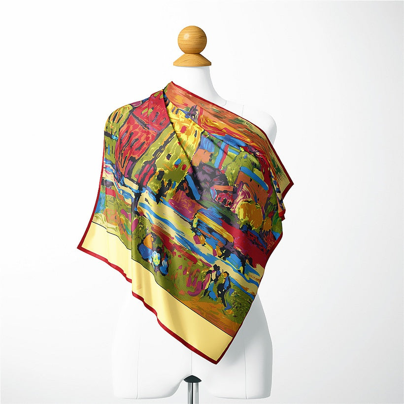 Van Gogh : Red House Ladies Twill Small Square Scarf