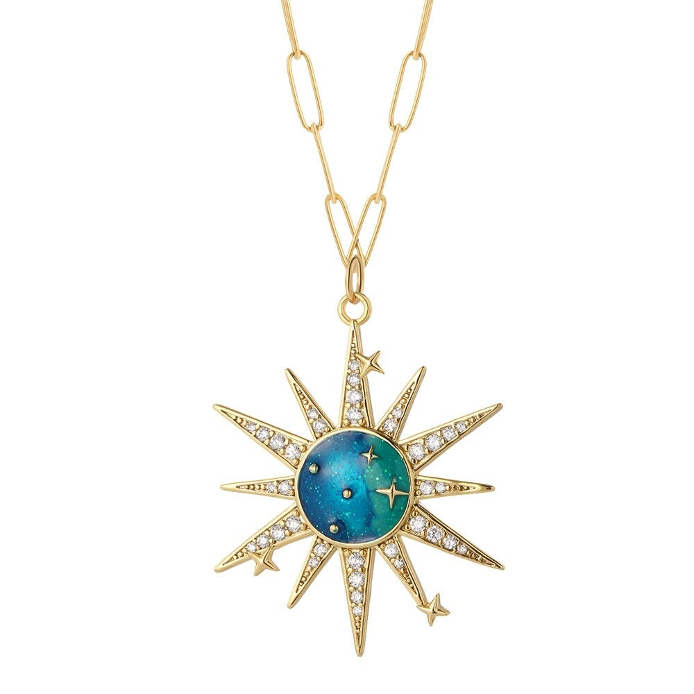 Star Enamel Green Necklace