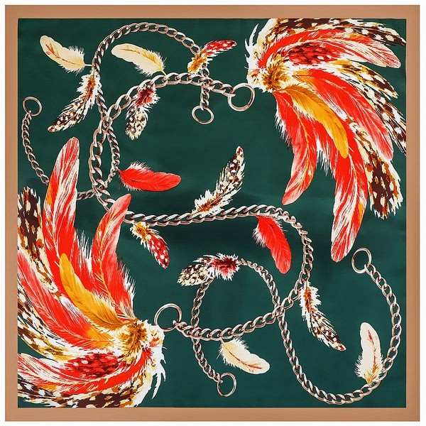 Carriage Chain Animal Feather Large Square Scarf