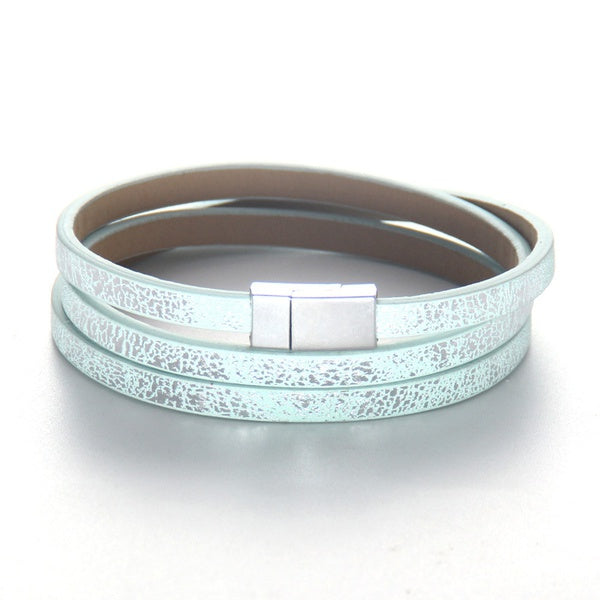 Leather Bracelet - Light Blue