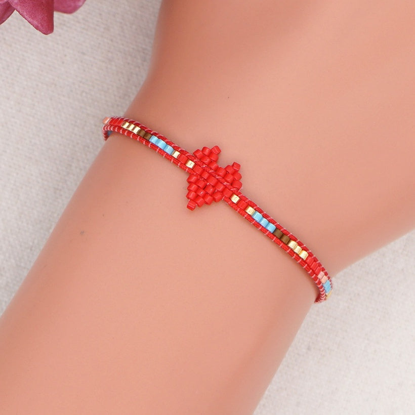 Miyuki Beads Tiny Heart Bracelet