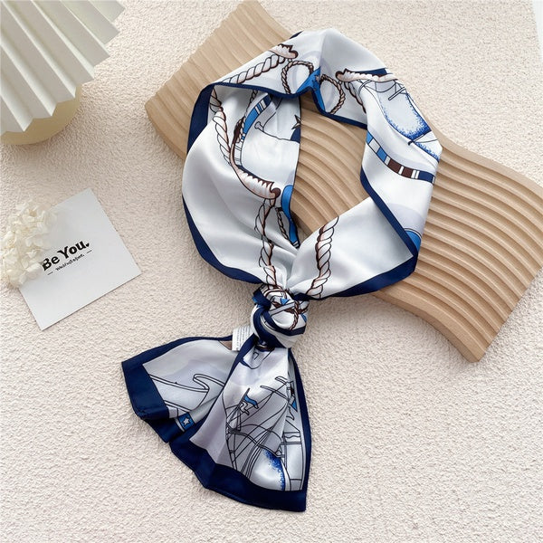 Silk Scarf-Navy blue sail