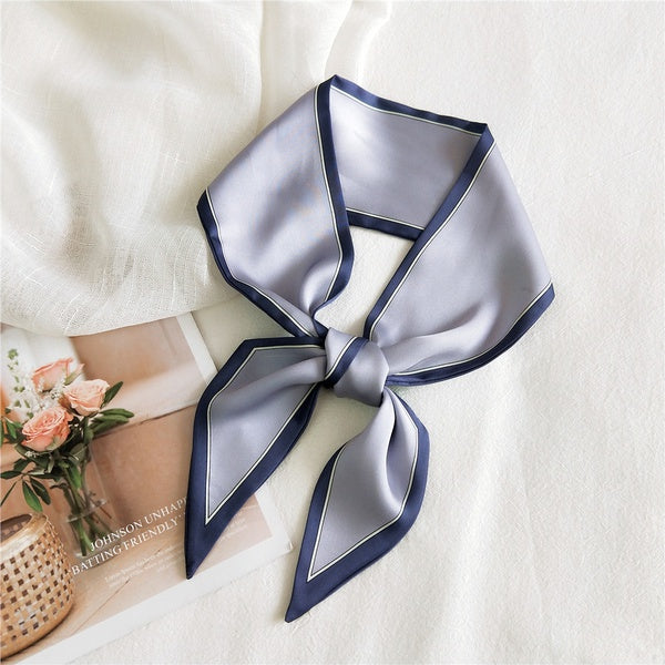 Gray Ribbon Silk Scarf