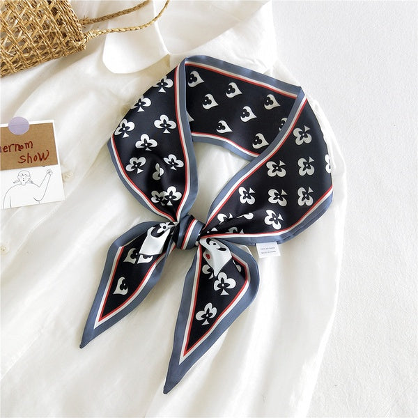 Spade Black Long Ribbon Silk Scarf