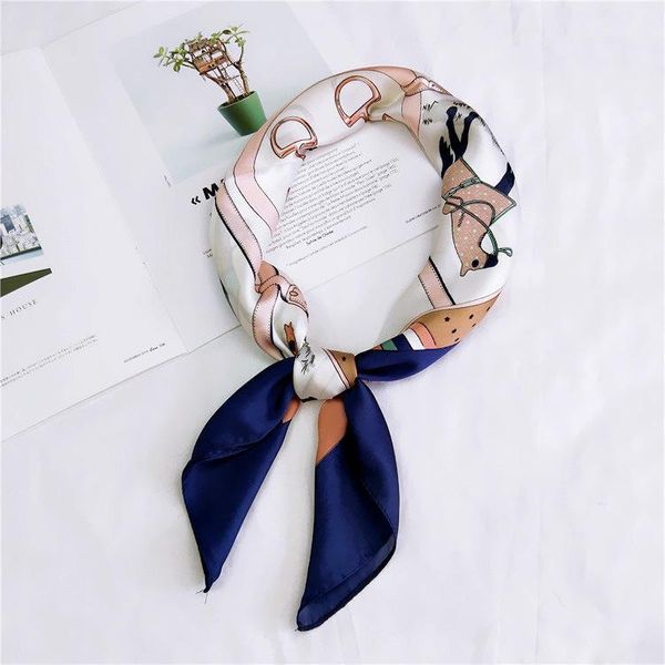 Silk Scarf-Navy black edge