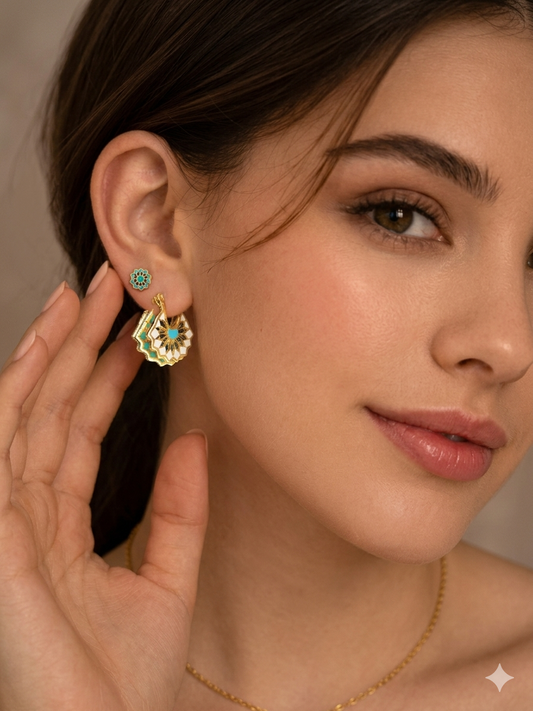 Arabesque Mandala Turquoise Earrings