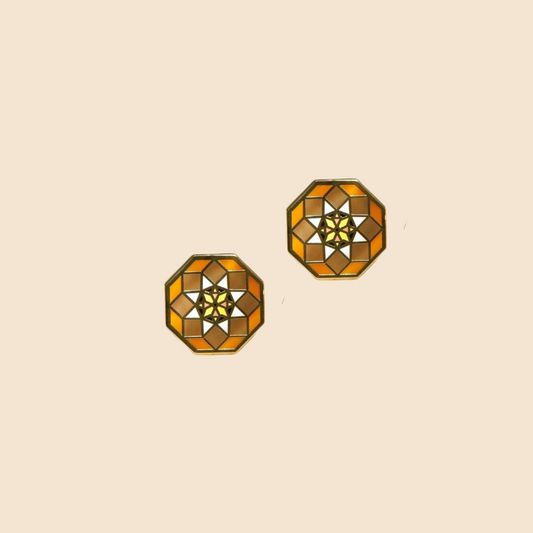 Gold Tawle Backgammon Earrings inspired by Arab heritage