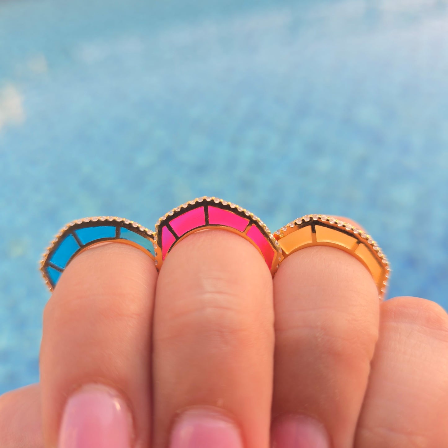 “Beirut-inspired Sunlit Halo Ring reflecting light 