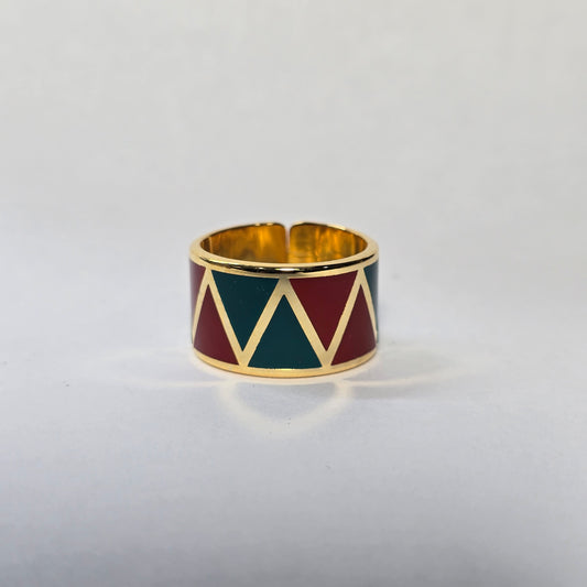 ZigZag Colorful ring Dark Green Red