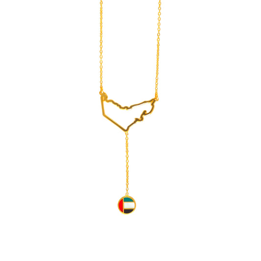 "MiniLux 18k gold UAE flag necklace عقد علم وخريطة الإمارات العربية المتحدة من الذهب الحقيقي – يوصل من لبنان ودبي للسعودية والخليج"

