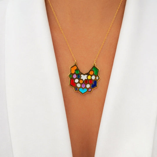 FIND YOUR HALO NECKLACE HEART ARABESQUE ENAMEL NECKLACE