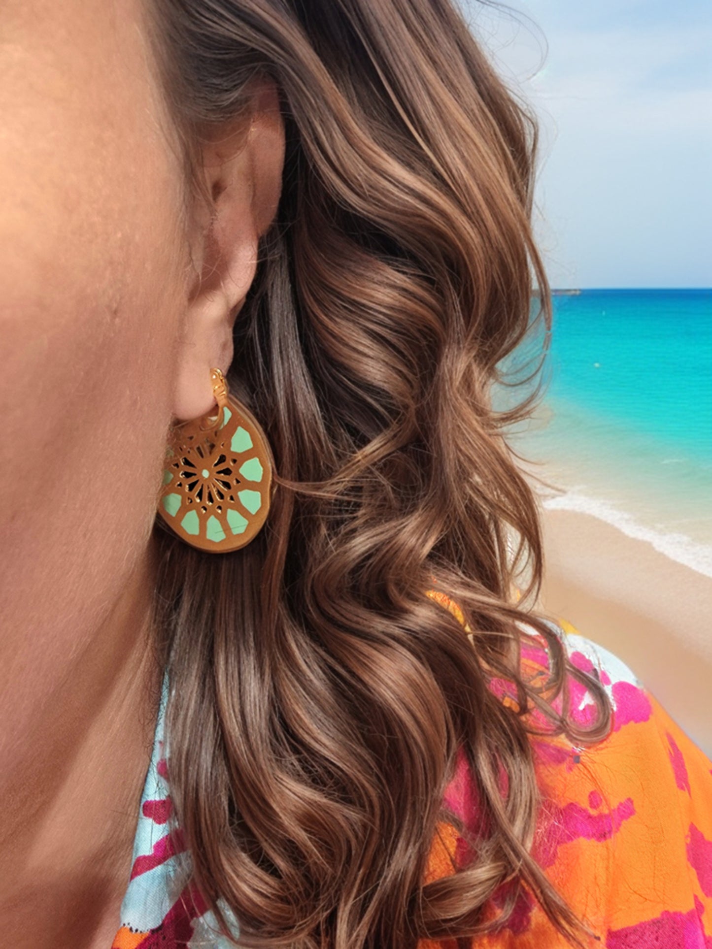 Mandala Enamel Flower Earrings