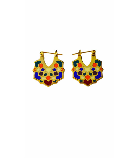 Mandala Heart Flower Earrings