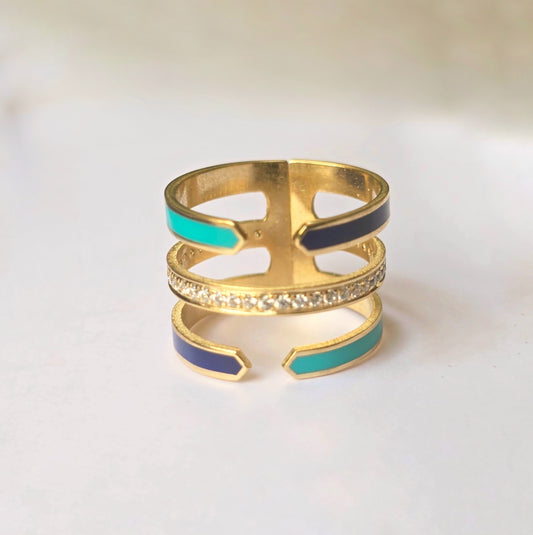 Enamel Zirconia ring Blue Turquoise