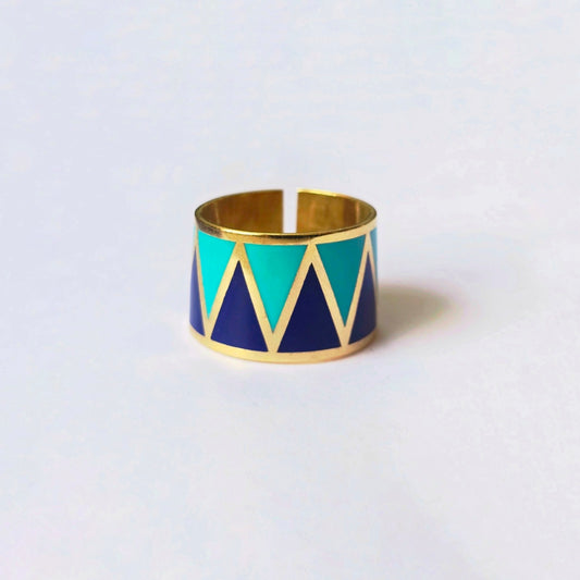 ZigZag Colorful ring Blue Turquoise