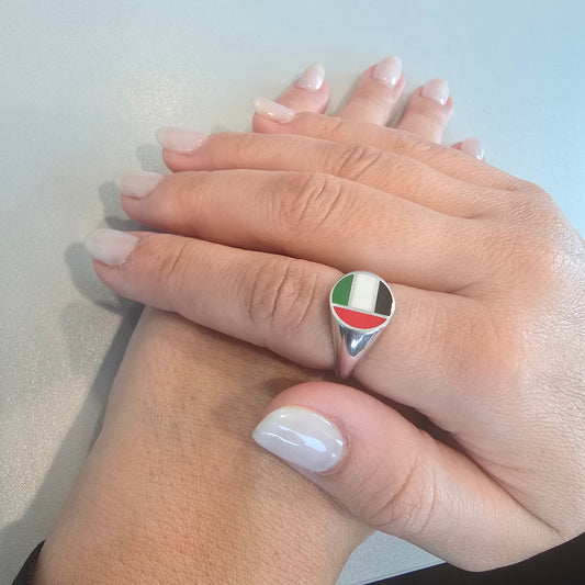 UAE RING MAP SIGNET PINKIE خاتم علم الامارات فضة ذهب و مطلي ذهب