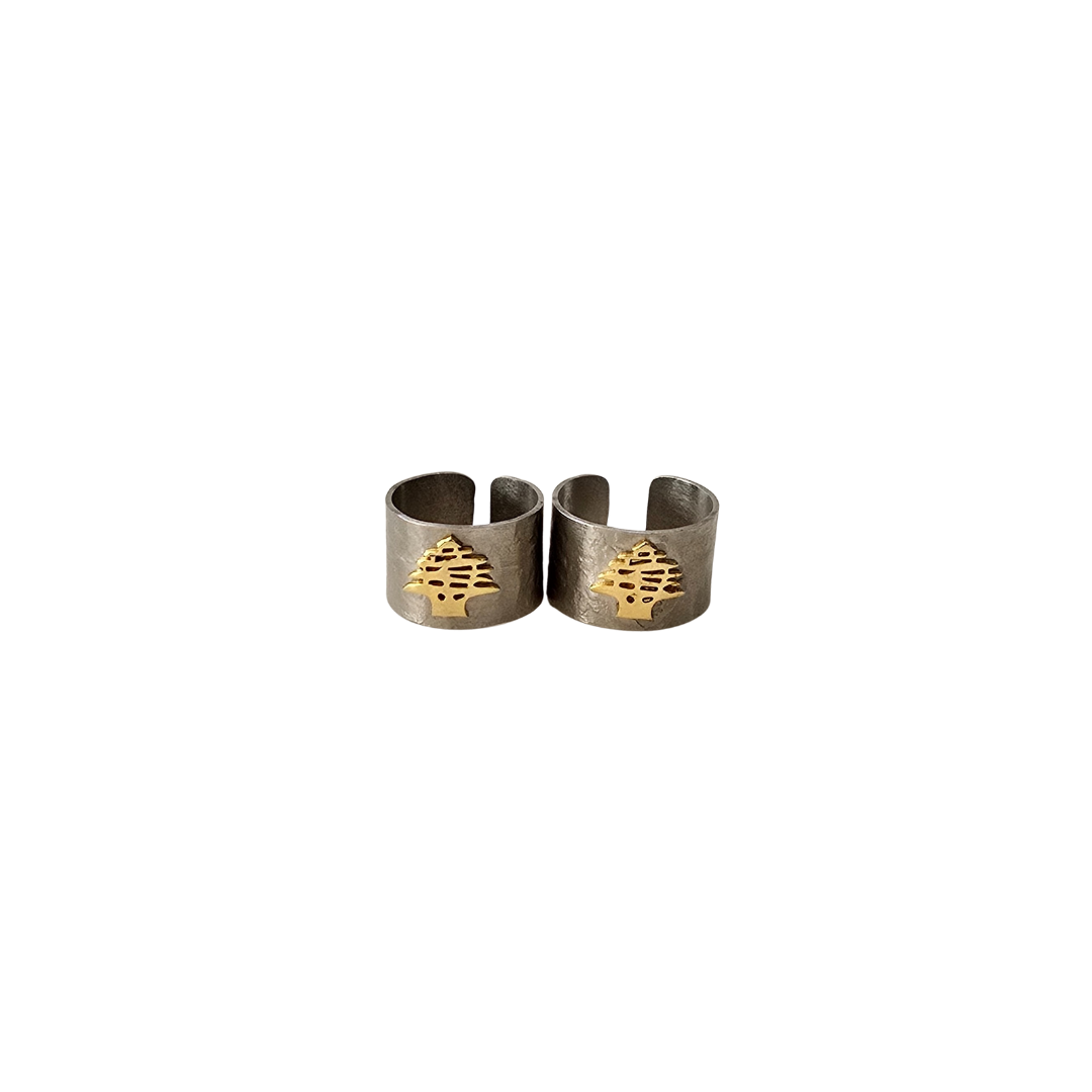 Embossed Lebanon Cedar Adjustable Ring