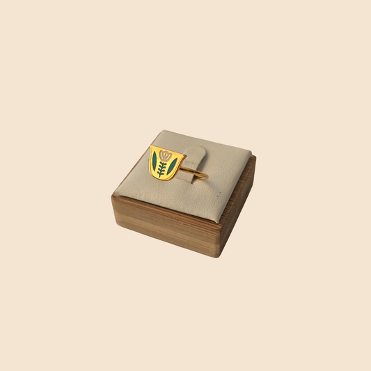 arabic coffe cup ring with enamel خاتم تراثي بتصميم فنجان قهوة عربي