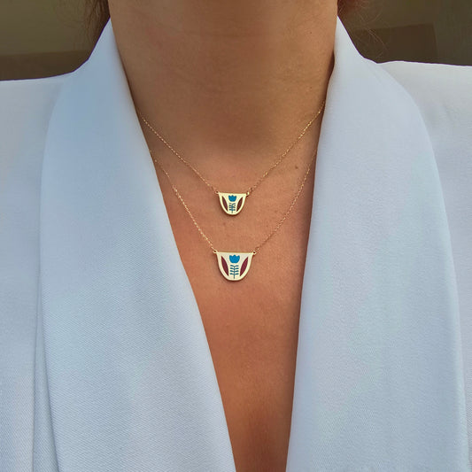 coffee cup necklace 18k gold قلادة فنجان قهوة عربية من ذهب 18 قيراط

