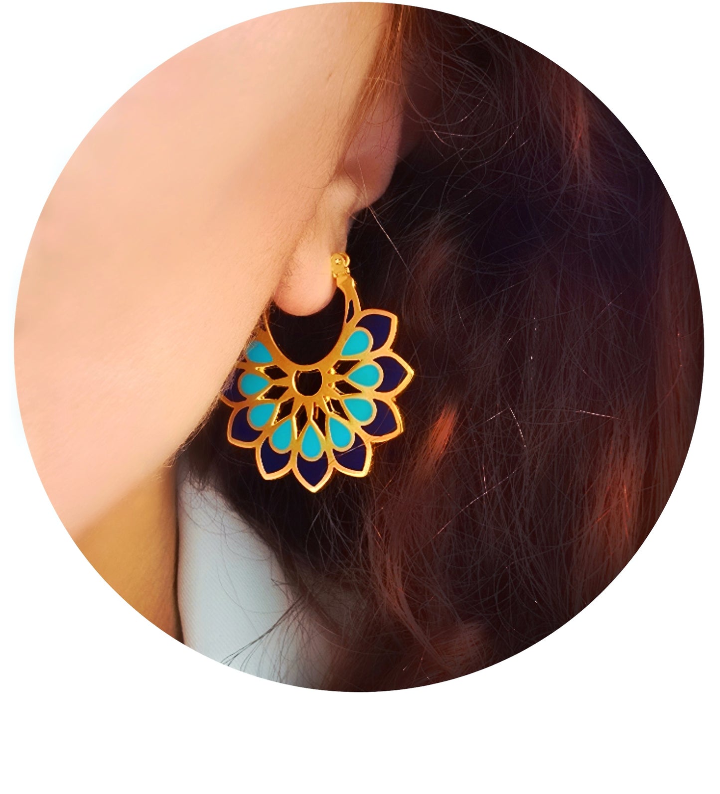 Colorful Mandala Enamel Earrings | Summer Jewelry Trends 2026 UAE  أقراط ماندالا ملوّنة بالمينا | صيحات مجوهرات صيف 2026 في الإمارات