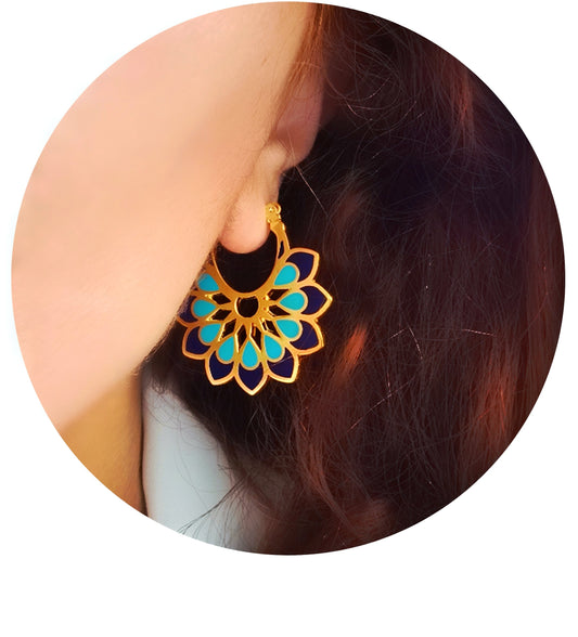 Colorful Mandala Enamel Earrings | Summer Jewelry Trends 2026 UAE  أقراط ماندالا ملوّنة بالمينا | صيحات مجوهرات صيف 2026 في الإمارات