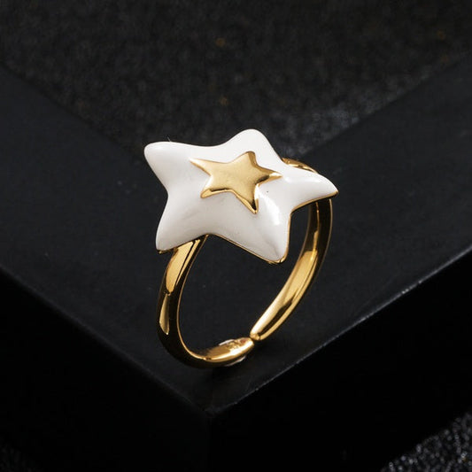 Enamel big star ring