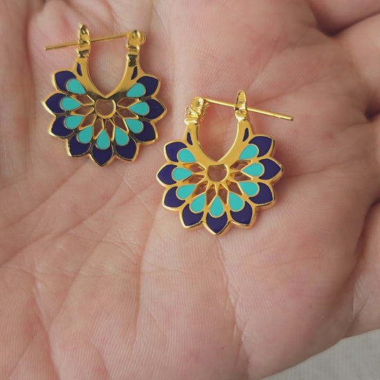 Handmade mandala arabesque mosaic enamel earrings colorful summer jewelry UAE