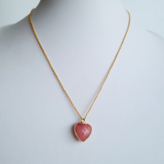 Rose Jade heart Necklace