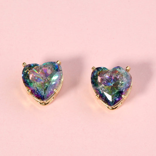 Stud Rainbow heart earrings