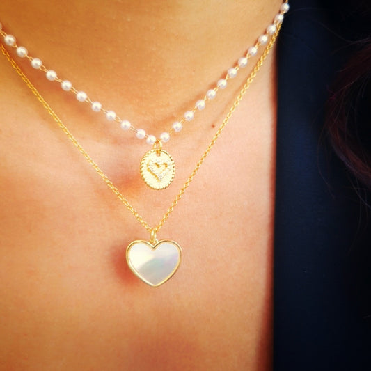 Mother of Pearl Heart Necklace