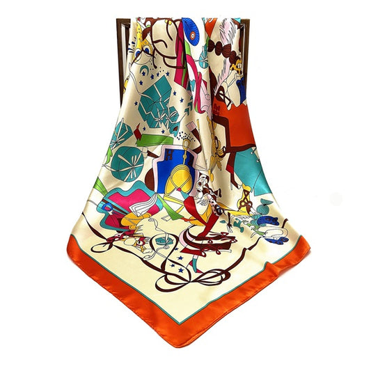 Lady "H: Silk Large Square Scarf beige