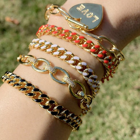 Enamel curb chain bracelet