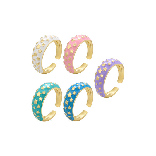 Enamel cosmic stars ring