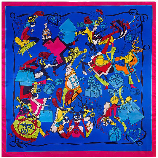 Bag Lady Hermes Silk Large Square Scarf - saphire