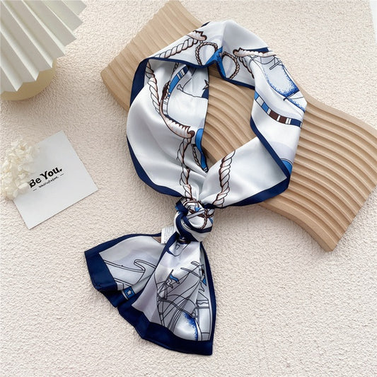 Silk Scarf-Navy blue sail