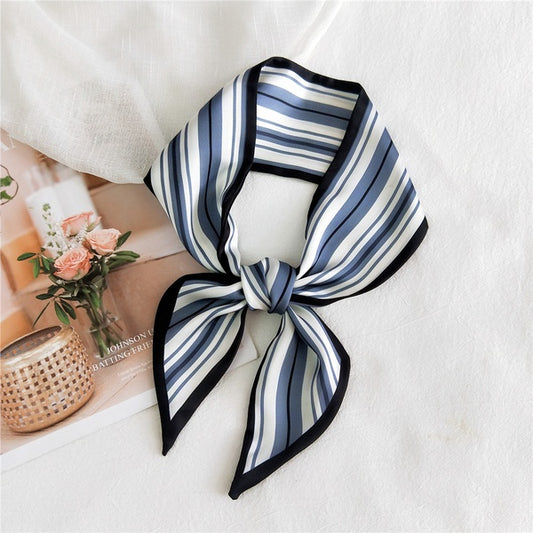 Long Ribbon Silk Scarf with gray edges