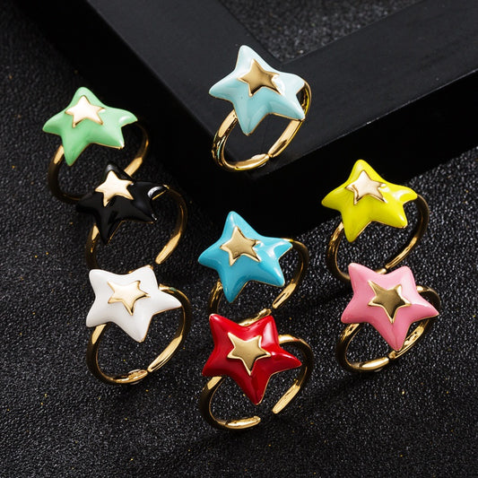 Enamel big star ring