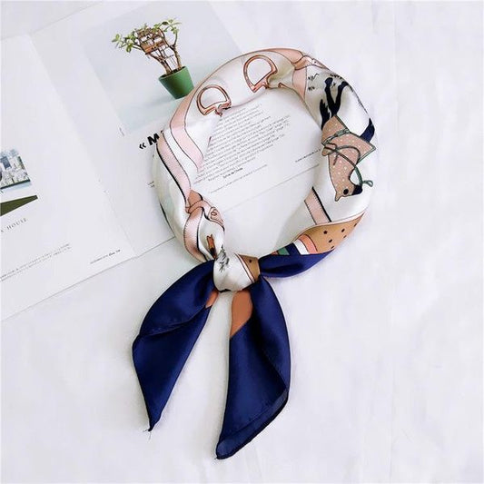 Silk Scarf-Navy black edge